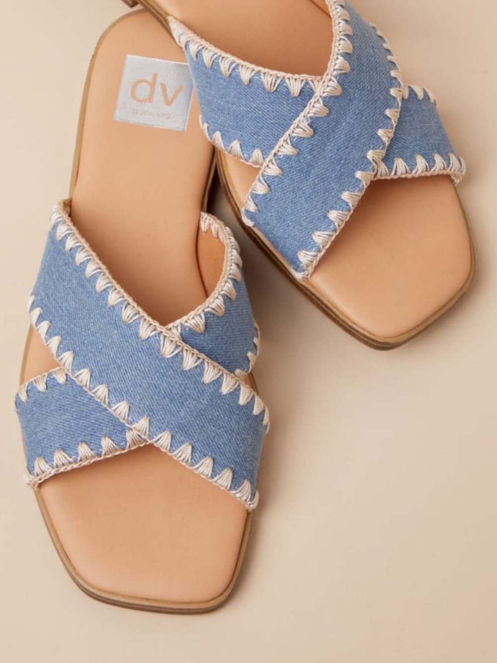 DV by Dolce Vita Migel Denim Blue Cross-Strap Slide Sandals 8.5